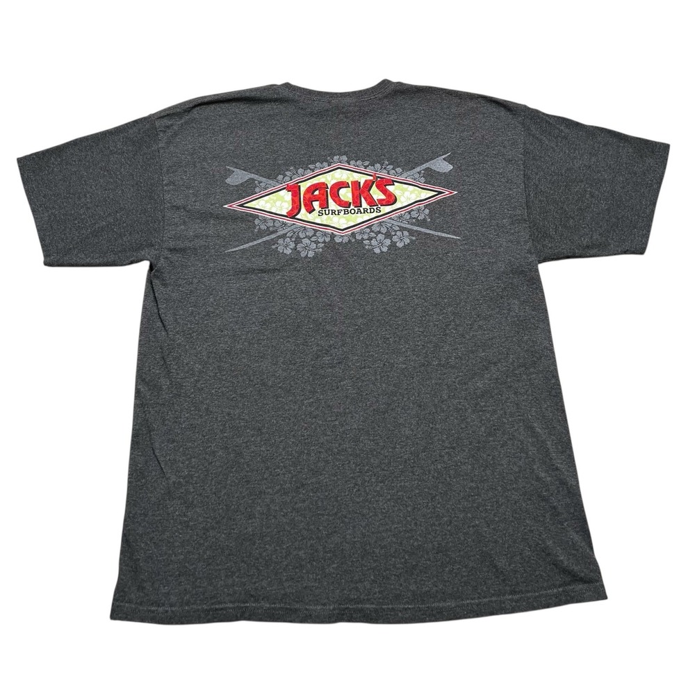 Jacks Surfboards T Shirt Mens XL Grey Graphic Logo Surf California Vintage Style